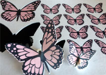 Mariposas Comestibles color Rosa, 14 mariposas por hoja impresas PRECORTADO FPDPm11b